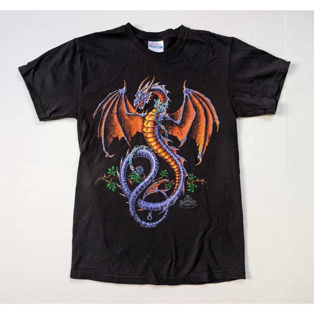 Vintage Alchemy Gothic MENS SMALL Dragon Shirt Wyverex Cipher 90s